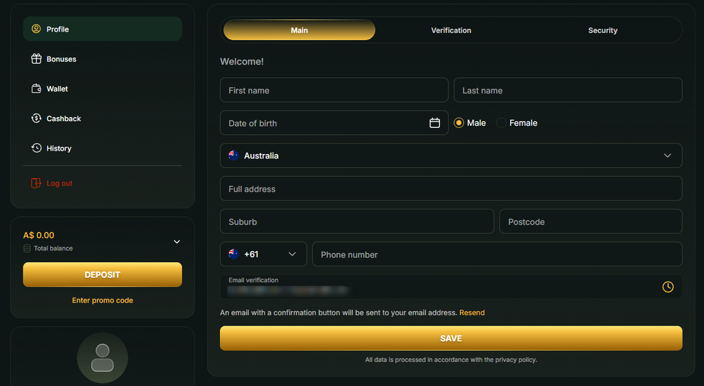 GoldenRoo Lobby and Account info